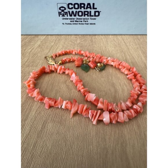 Carved Coral Bead Nuggets Necklace & Rose Earrings Set From Coral World - Picture 9 of 9